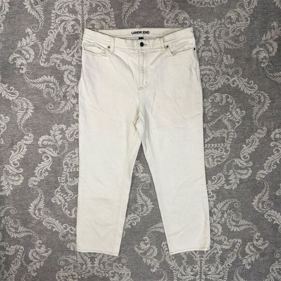 Lands' End Women's Size 16 White High Rise Straight Jeans - Picture 1 of 8